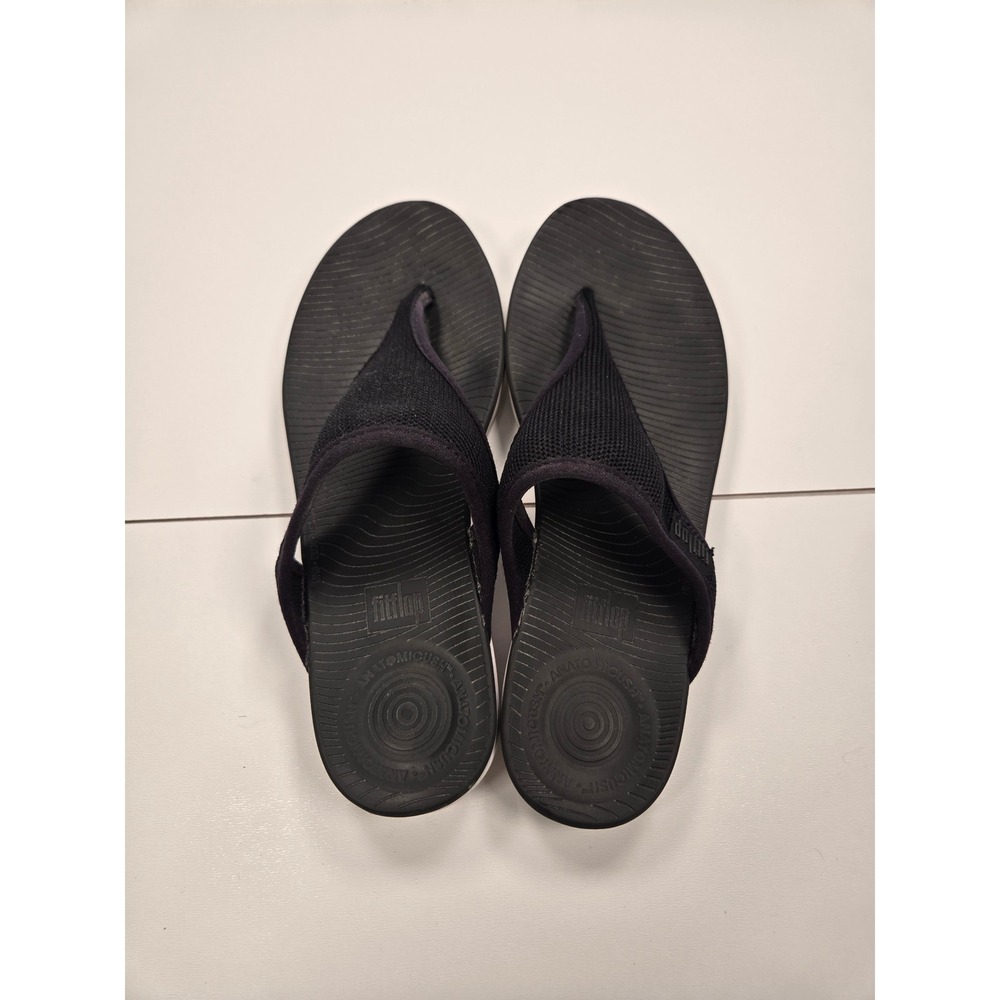 FitFlop iQushion Black Mesh Ergonomic Flip Flop Sandals Comfort Shoe Women US 8 - Picture 2 of 6